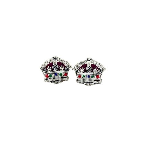 Picture of Embroidered Rank Crowns - Silver - 5/8 inch - Pair - Tudor Crown
