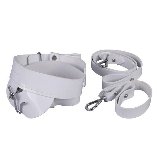 Picture of White Gloss PVC, Ceremonial Sword Belt, 45mm width (1 3/4″) with Chrome finish Fittings 34"-40" Med