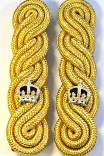 Picture of Shoulder Cords Male - 3 Ply - Gold Gilt Wire - Dark Blue Backing - No1 Dress - Major