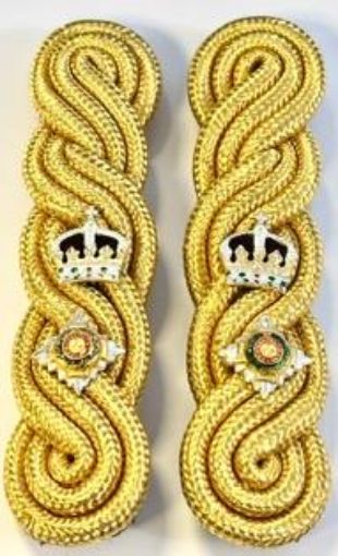 Picture of Shoulder Cords Male - 3 Ply - Gold Gilt Wire - Dark Blue Backing - No1 Dress - Lieutenant Colonel